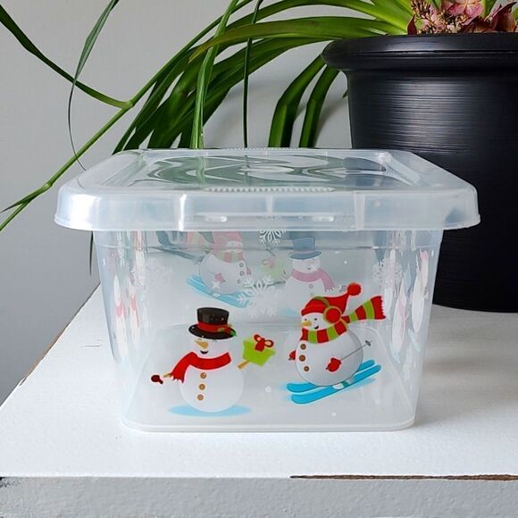 Plastic Clear Festive Winter‎ & Christmas Snowman Tote - Picture 2 of 6